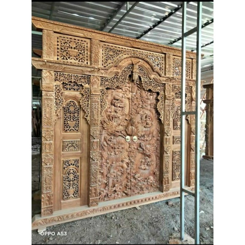 Pintu Ukir Gebyok/Pintu Ukir Naga Ful Kayu Jati