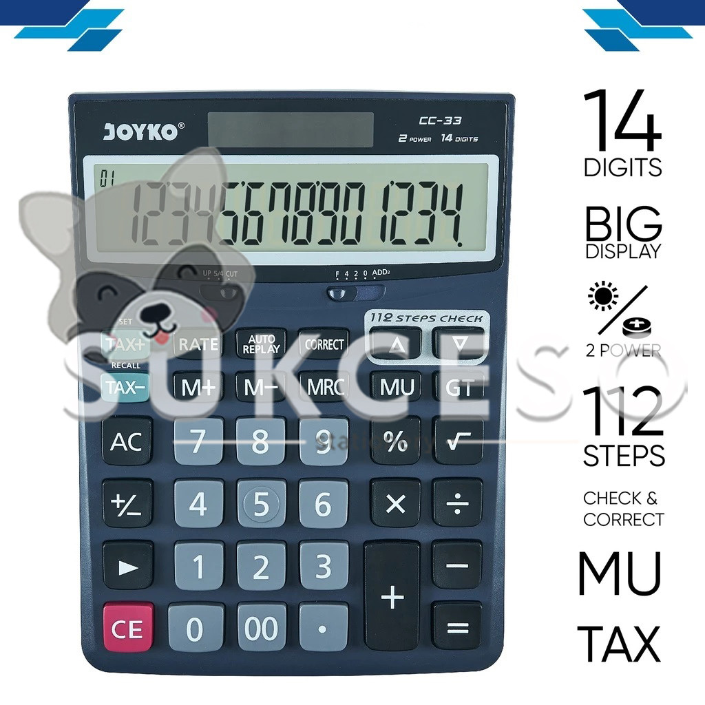 

Joyko Calculator CC-33 Big Display 14 Digit - Kalkulator Check & Correct Function