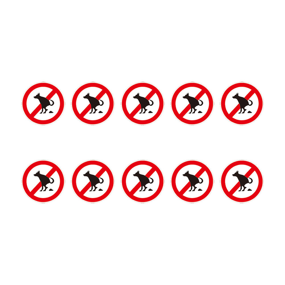 

10 Sheets No Pooping Sticker Waterproof Decal Prohibitory Sign Paste Clean Up Dog