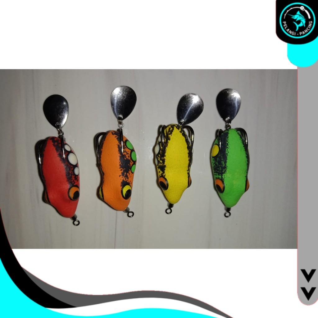 Umpan Casting Soft Froge 4cm 1 Spiner Untuk mancing Ikan Gabus / Toman - PP