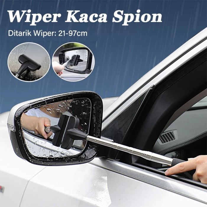 Sikat Wiper Alat Pembersih Kaca Jendela Mini Spion Mobil Universal Truck Pendek Panjang Teleskopik Telescopic Retracable Anti Air Fog Multifungsi Glass Wiper Retractable Car Rearview Mirror Wiper Telescopic Auto Mirror Cleaner 27 Cm - 98cm Long Handle