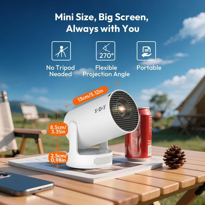 XGODY Gimbal 3S Smart Proyektor LCD - Android 11.0- HD 720P - Auto Keystone -  HDMI -Wireless Mirror