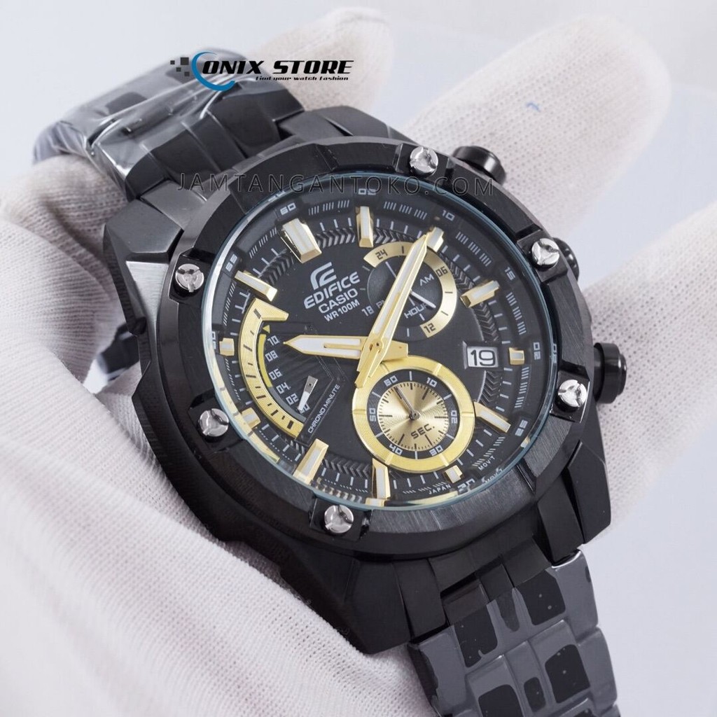 Jam Tangan Casio Edifice EFR 559 Black Gold Stainless Steel