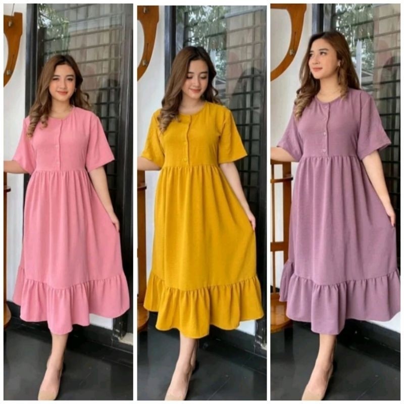 Daster Viral Nadira, Dress Crinkle Airflow Busui Friendly Jumbo