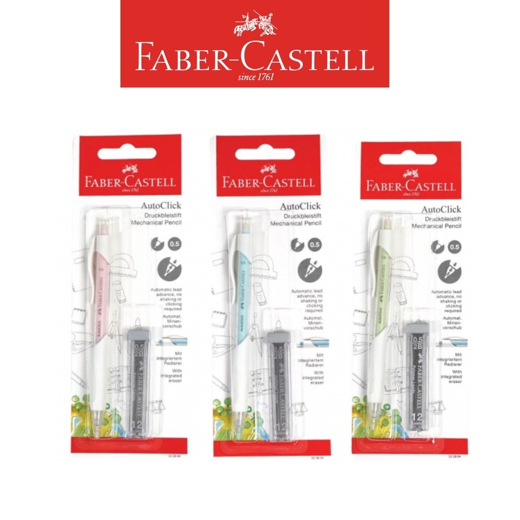 

Pensil Mekanik Faber Castell Original Auto Click 0,5 mm Mechanical Pencil Free Refill dengan Barrel Grip & Penghapus 533894 - Set- SHSNP