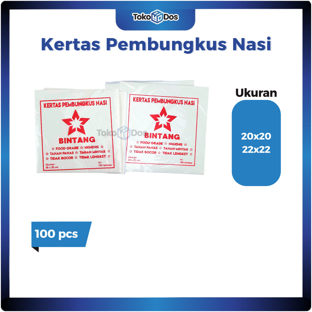 (100 pcs) Kertas Pembungkus Nasi KFC / Kertas Burger / Kertas Kebab Merk Bintang Tahan Panas dan Min