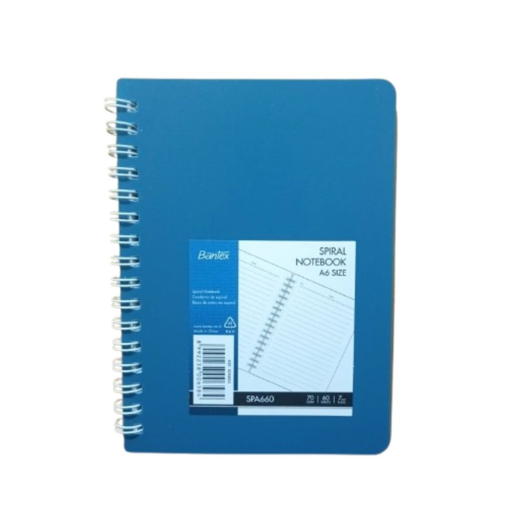 

BANTEX NOTEBOOK SPIRAL A6 60SHEET 70 GSM
