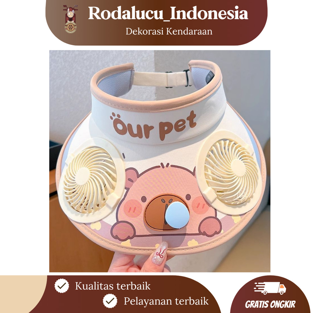 [RODALUCU] Topi kipas Anti UV untuk anak anak dan dewasa - Topi Kipas musim panas - Kipas charger se