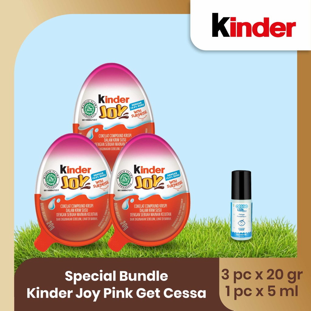 

Special Bundle Kinder Joy Girls Chocolate Crispy 20gr - 3pcs Get CESSA Happy Nose 5 ML