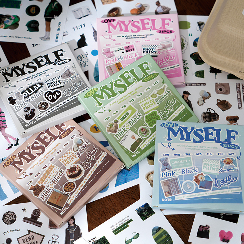 

Yoofun 21pcs Girls Daily Life Scrapbooking Diy Stickers Journal Stationery Sticker Sheet Aesthetic Deco Art Supplies Gift