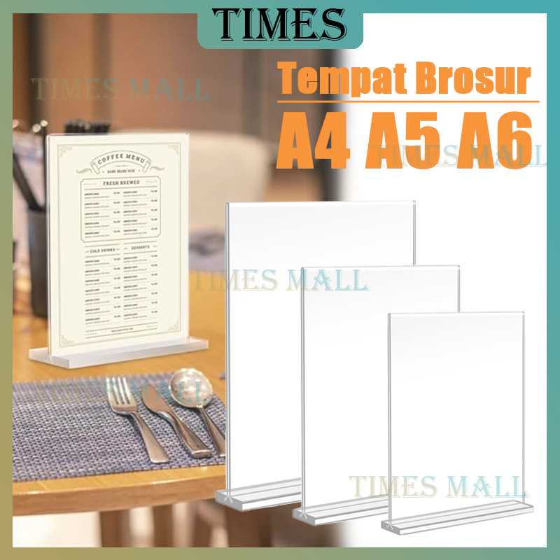 

Tempat Brosur Akrilik / Akrilik Tent Card Portrait / Standing Akrilik - A4 A5 A6 1.5mm