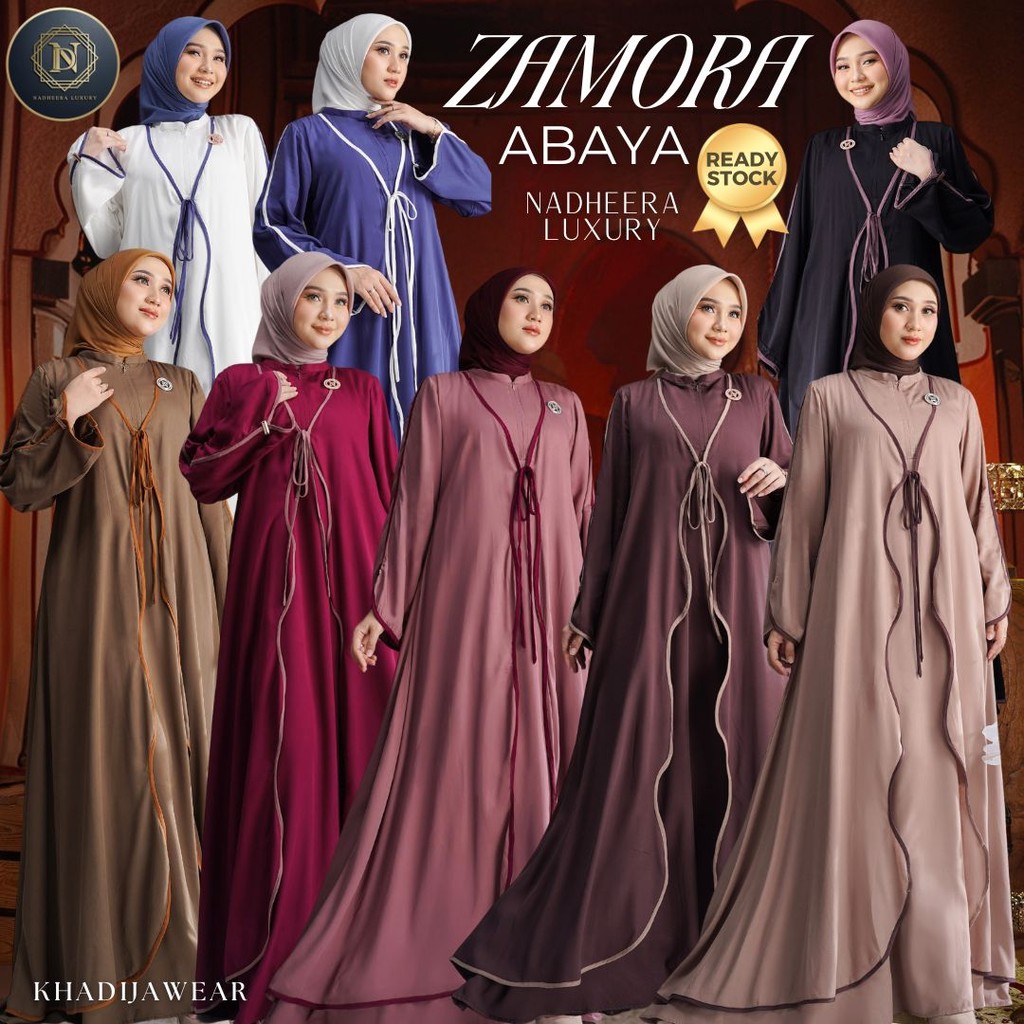 [BISA COD] NADHEERA LUXURY ZAMORA ABAYA ZAMMORA RATYON gamis hitam polos outer umroh nadeera SP NEW