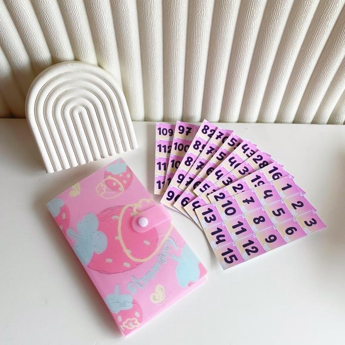 

Paket Saving Album nabung sesuai angka viral (free paket saving pouch) sticker stationary - Stawberry, 1-120