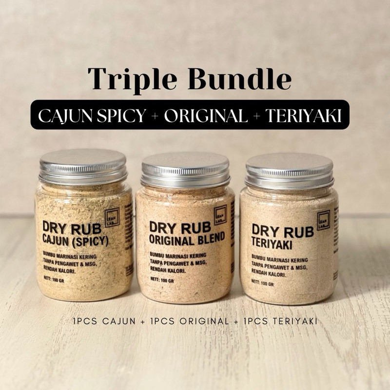 

lean lab triple bundled 3 x 100 gram bumbu masak sehat healthy original cajun teriyaki