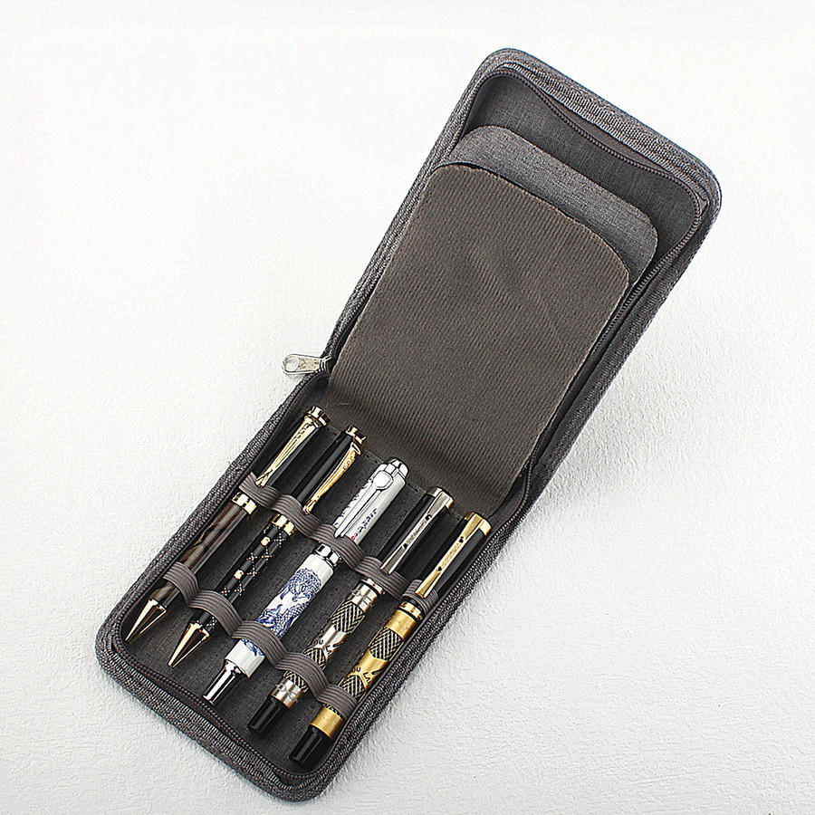 

Pencil Case Bag Available for 10 Fountain Pen / Rollerball Pen Holder Storage Bag Gray Color Waterproof
