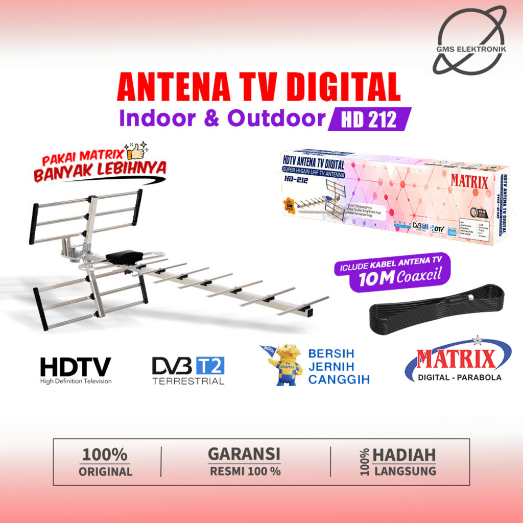 [BISA COD] MATRIX ANTENA TV DIGITAL HD211 / HD 211 / HD-211 FREE KABEL / ANTENA OUTDOOR MATRIX