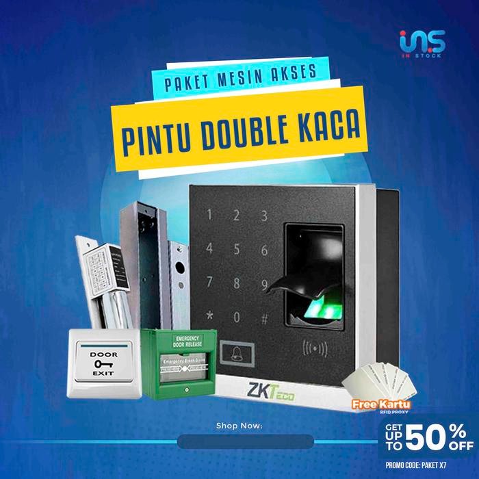 

Paket Mesin Akses Kontrol Fingerprint Dan Kartu RFID ZKTECO X8s Untuk Pintu Kaca DROPBOLT - PAKET 1