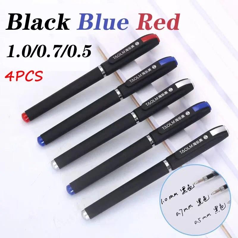 

4PCS Bullet-tipped Gel Pens, 0.5/0.7/1.0mm Ballpoint Pens, Black Blue Red, Smooth Writing, No Bleed, for School, Office, Drawing