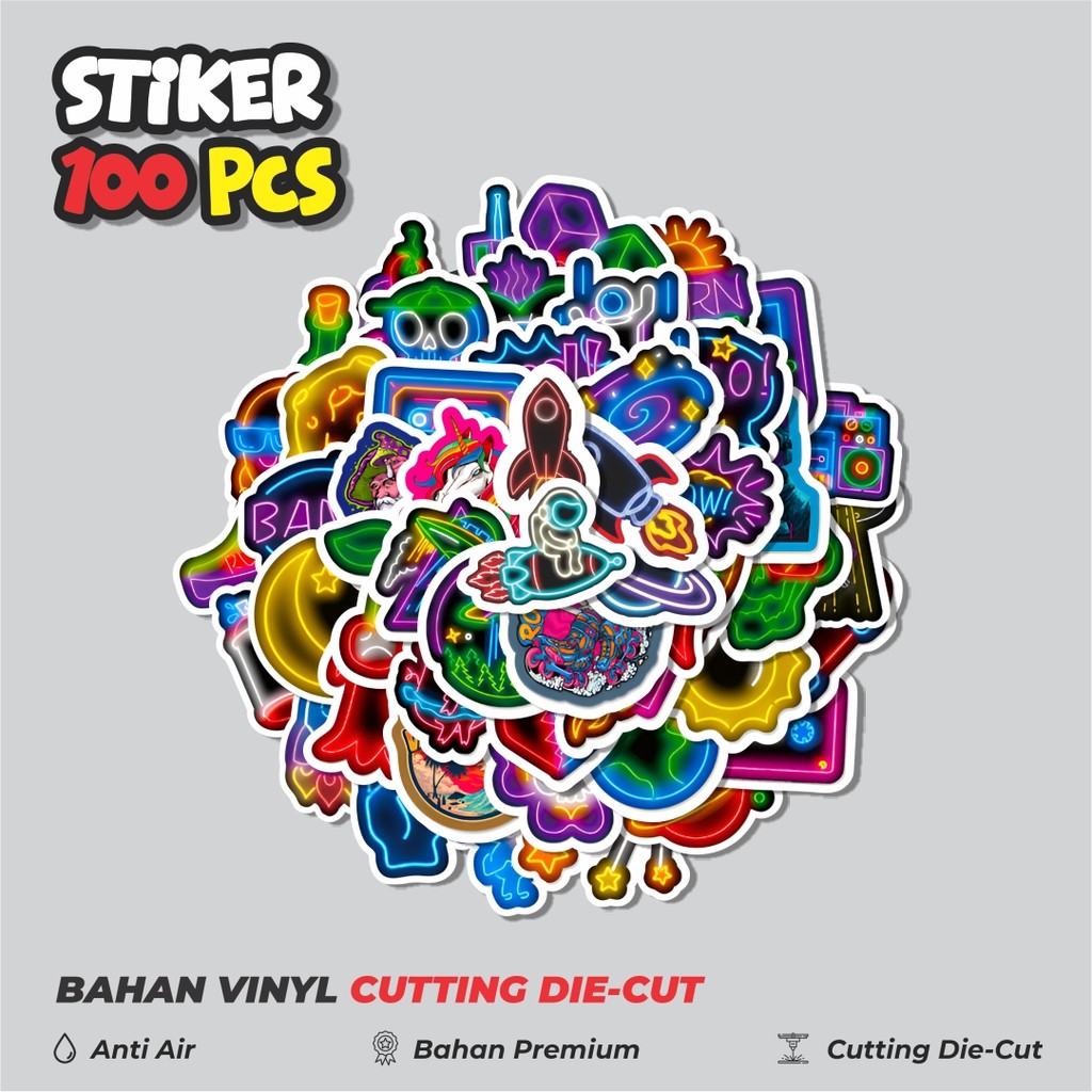 

Terbaru! 50 pcs Stiker Neon Rocket Dekorasi Lucu Kreatif untuk Notebook, Skateboard, HP