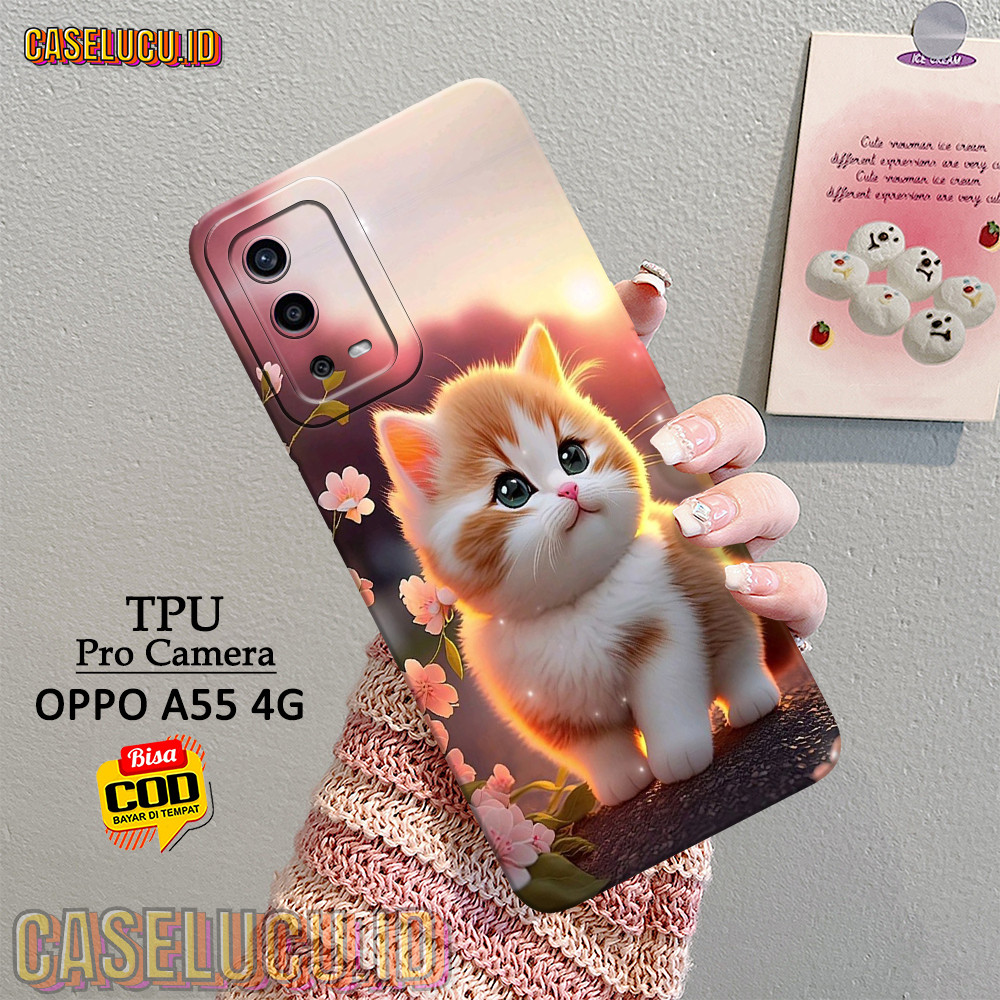 Casing Hp Oppo A55 4G Terbaru - Fashion Case Kucing - Case Oppo A55 4G - Soft Case Hp Oppo A55 4G - 