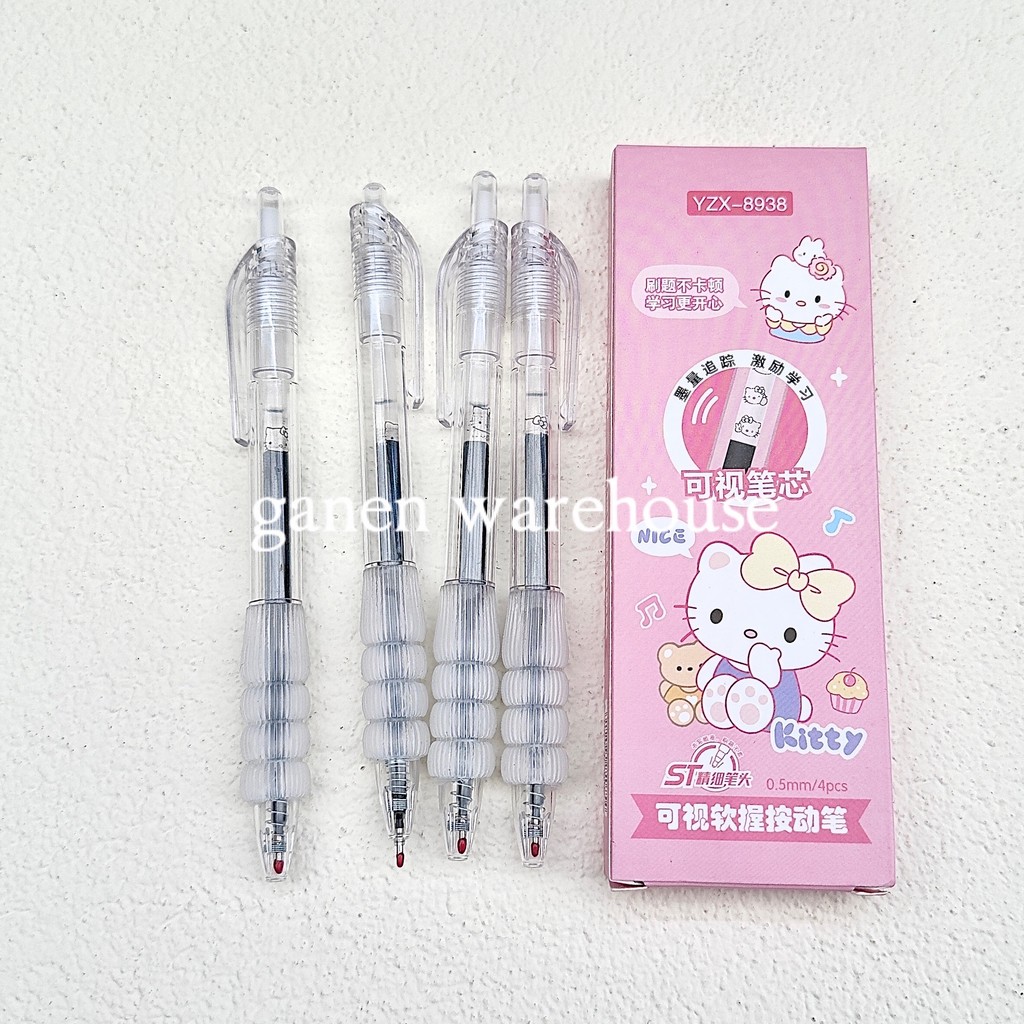 

[GW] Hello Kitty 1 Pack isi 4 Pena Cair Tinta Hitam Pulpen 0.5mm