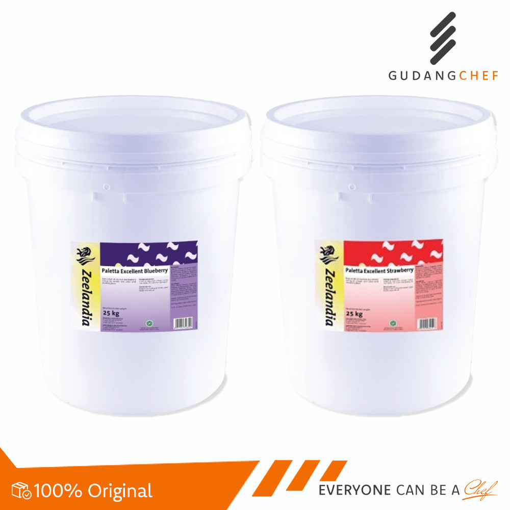 

Zeelandia Paletta Excellent Strawberry & Blueberry 1 pail 25kg - Filling & Topping Berkualitas untuk Roti & Kue