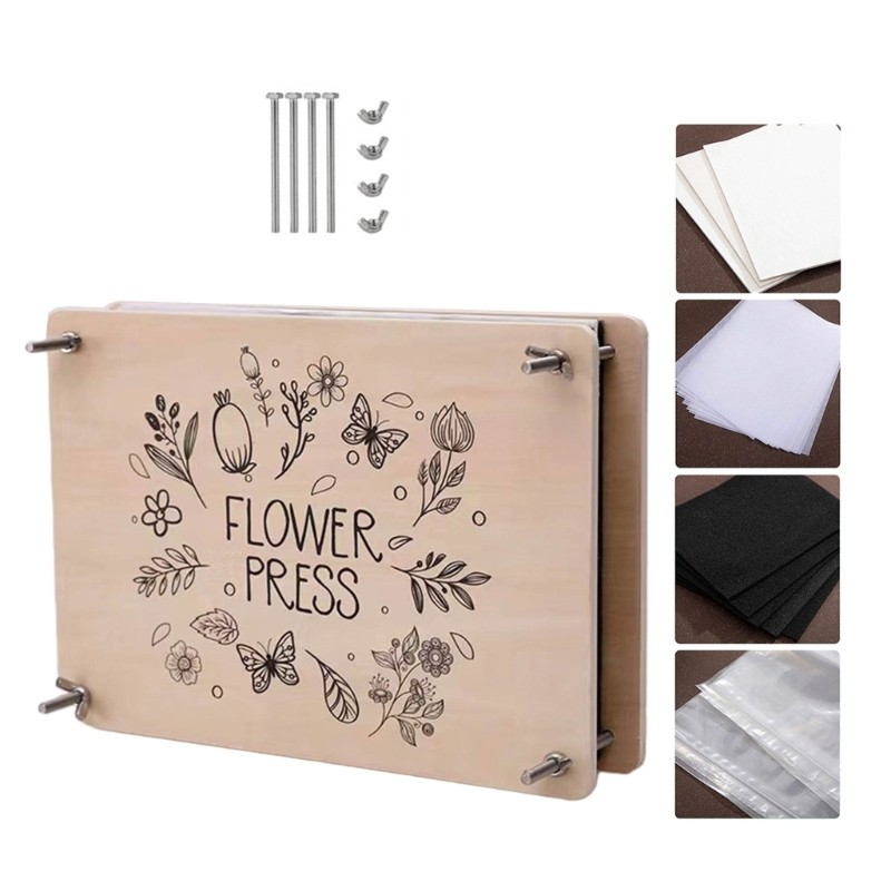 

Wooden Flower Press for Adults Kids DIY Art Crafts, Small/Large Flower Press Kits Leaf & Plant Press, 18x18cm, 30x21cm