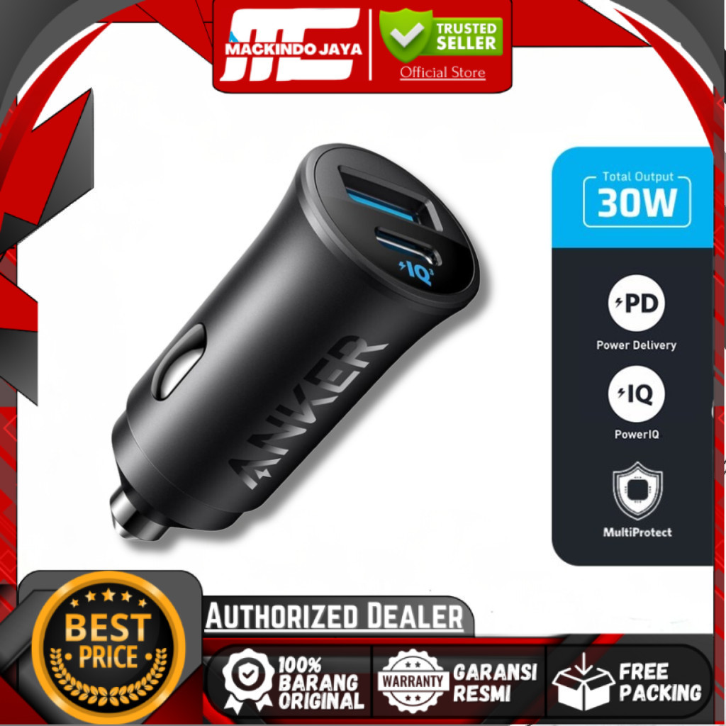 Anker Car Charger 30W 2-Port Type-C Adapter PIQ 3.0 - Garansi Resmi Anker 18 Bulan