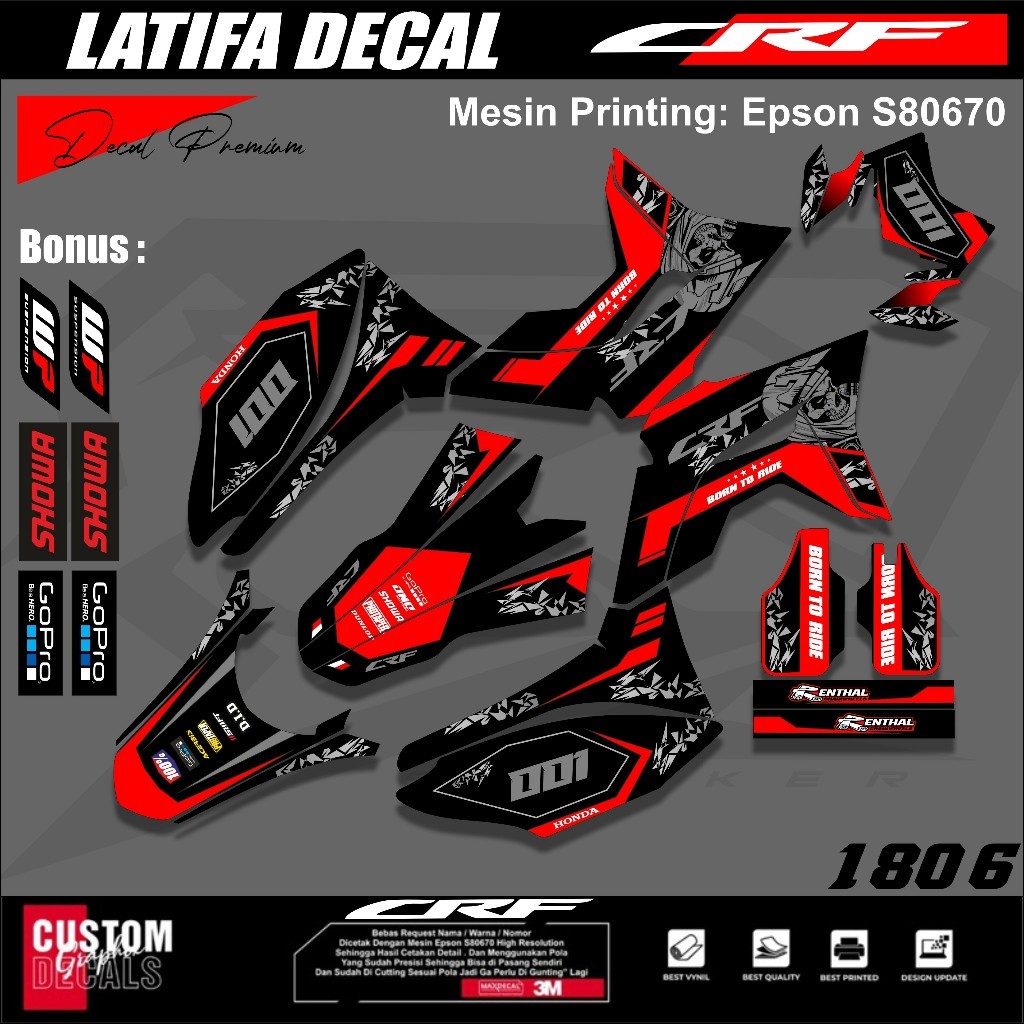 ecal Stiker CRF 150L Dekal Variasi Sticker Decal Custom Full Body tengkorak in helm