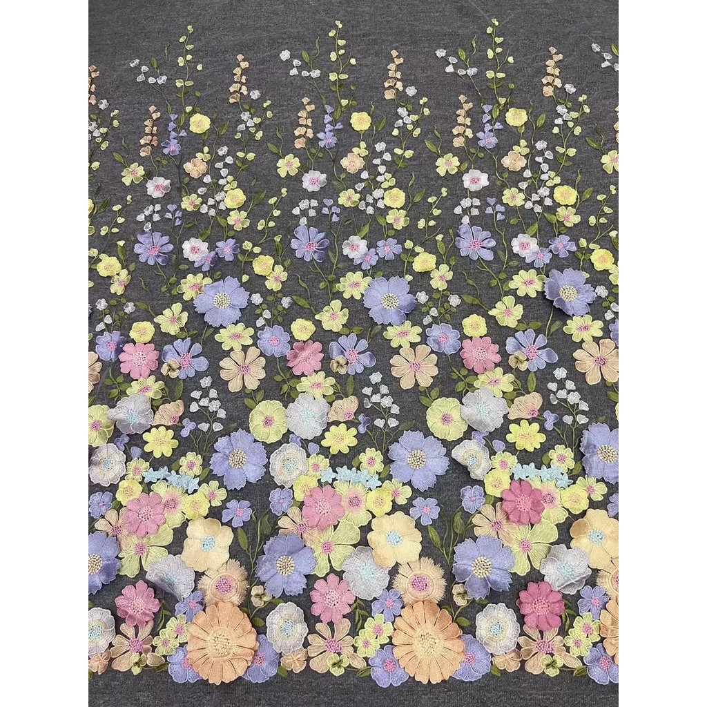 

Colorful 3D Flower Lace Fabric, DIY Wedding Dress, Luxury, Latest, Width 130cm, Hot Selling by Yard