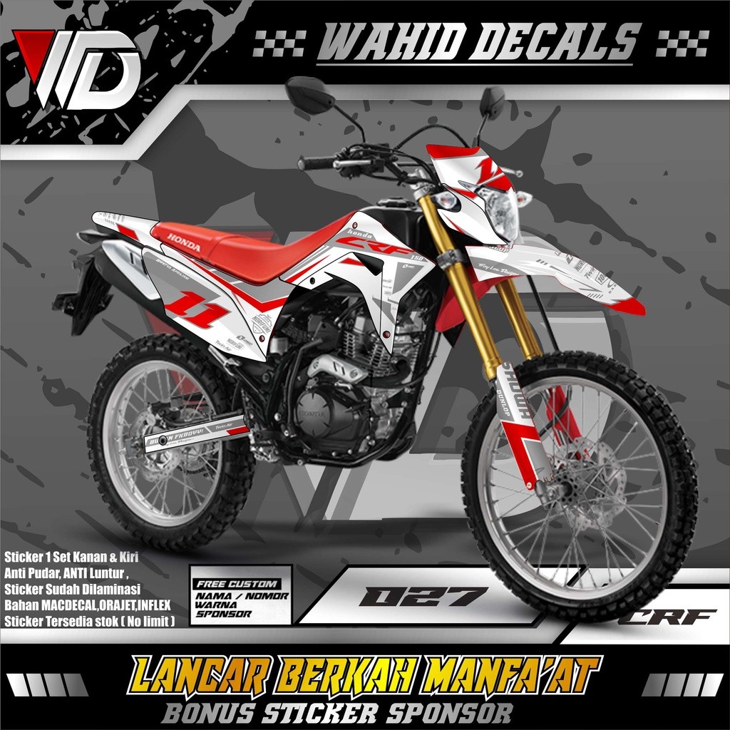027 DECAL STIKER MOTOR CRF FULL BODY VARIASI PUTIH GLOSSY KEREN TERLARIS