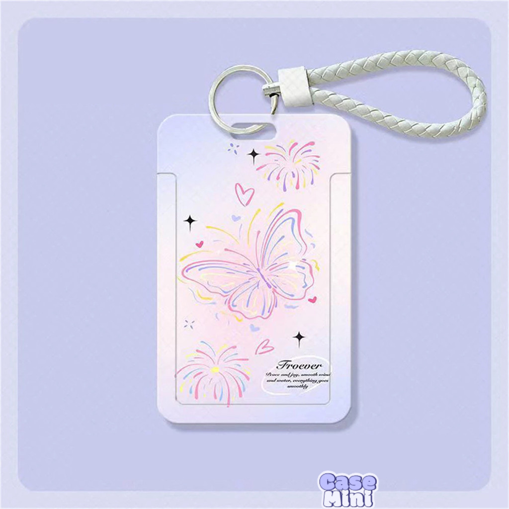 

Case Mini ID Card Holder Motif Kupu Kupu Merah Muda Biru Yang Bergaya Korea | Tempat Pelindung Kartu Nama Photocard Sekolah Kantor Photocard Photo Card