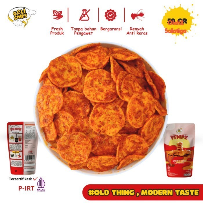 

Keripik Tempe Sagu Kripik Pedas Cemilan Kekinian Merk Geli Chips