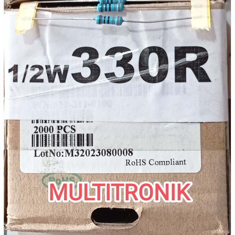 RESISTOR 330R 1/2WATT 1%  RESISTOR 0.5WATT 330R (330 Ohm) METAL FILM TAIWAN