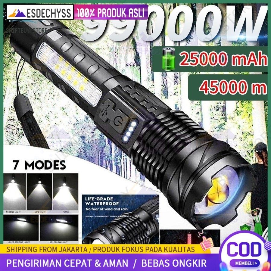 Senter Swat Police Terbaik / zoom 7 mode cahaya senter/Senter Led Rechargeable /Senter led a76 jarak