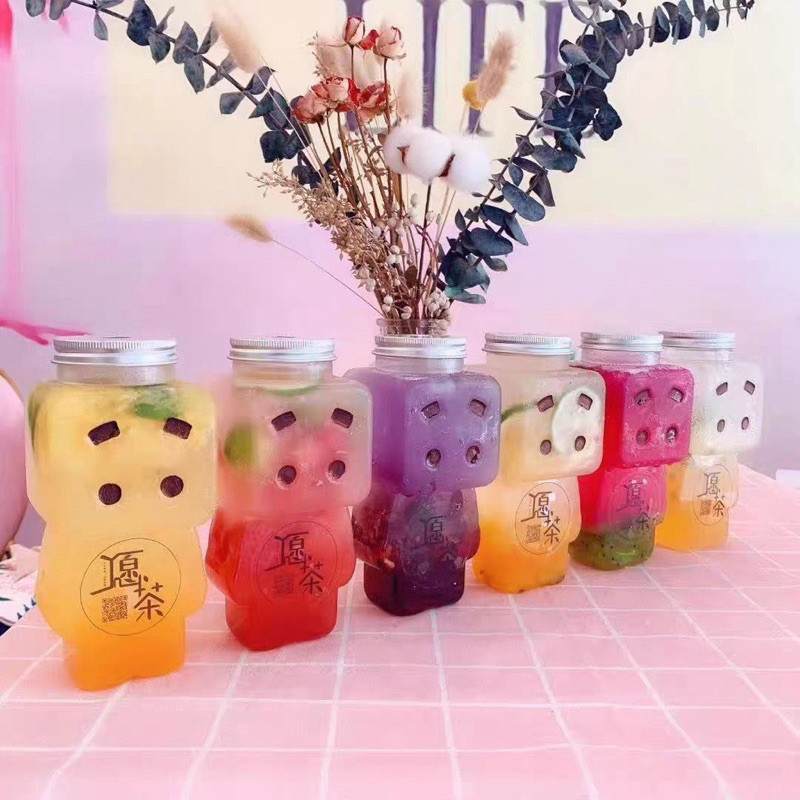 (GAT) Botol Minum boba tali karakter Botol Penyimpan Jus Motif Hewan Botol Minum Virall