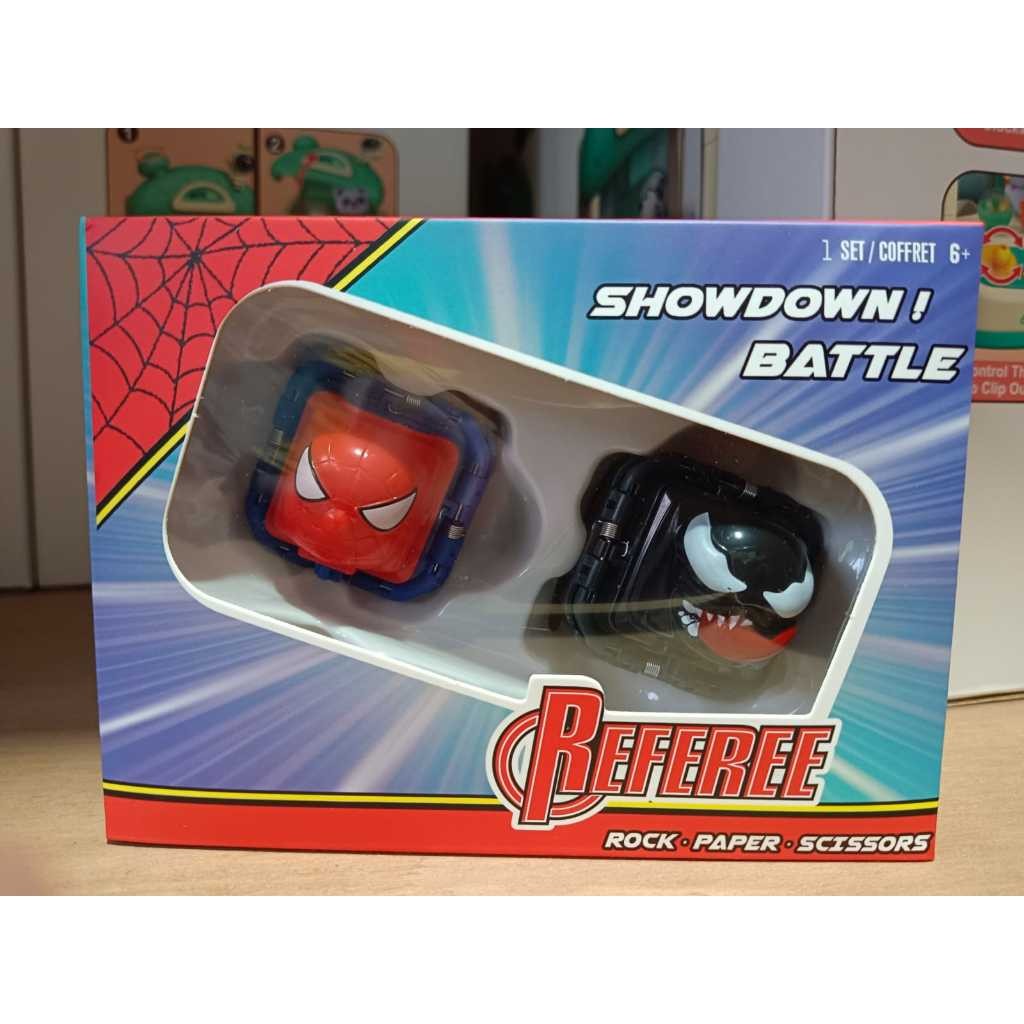 FE68GY Battle Cube 2in1 Spiderman Mainan Anak Gunting Batu Kertas Suit Jepang