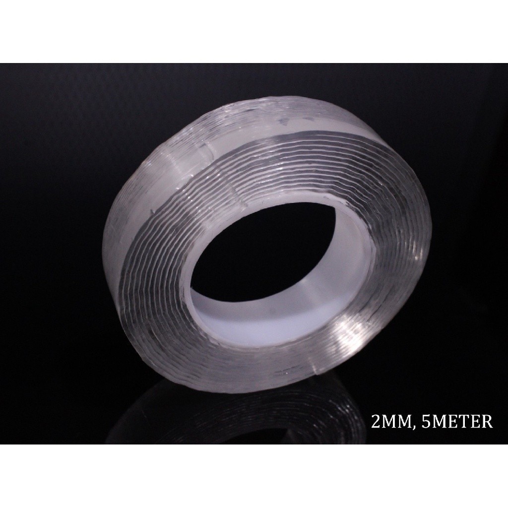 

HL0080 Lem Nano Magic Gel Glue Double Sided Clear 2 MM 5 Mtr Reusable Anti Slip Pads Panjang Murah