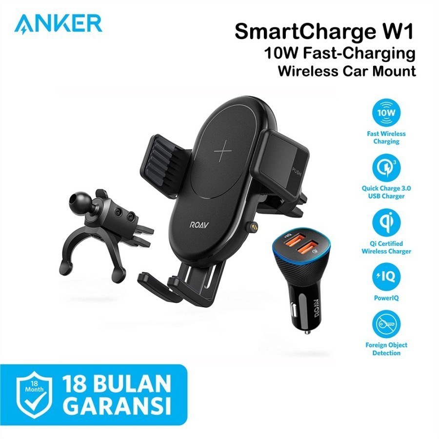 Charger Wireless Mobil Anker Roav Car Charger AC 10W Fast Charging Holder AC Mobil