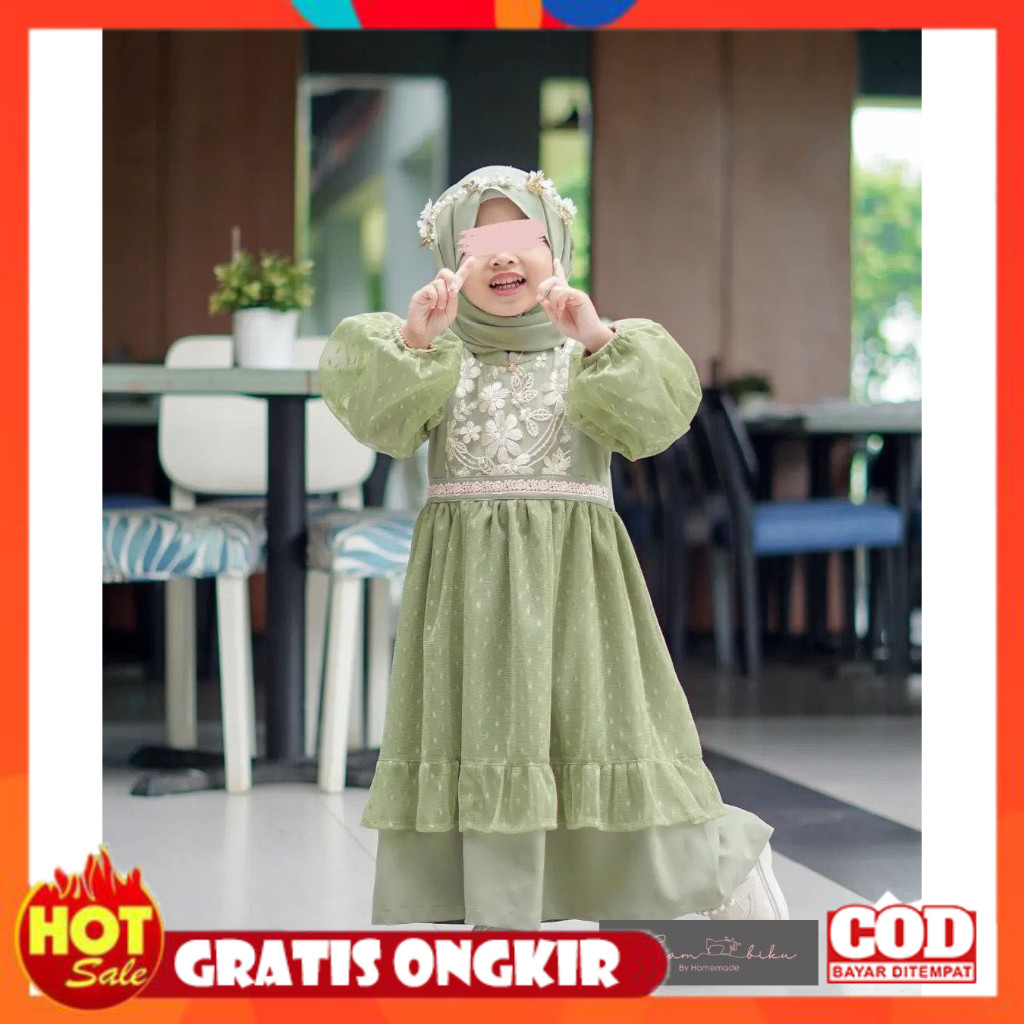 [PREMIUM ORIGINAL] SET GAMIS ANAK/GAMIS ANAK TILE/GAUN PESTA/GAMIS BROKAT/TILE DOT