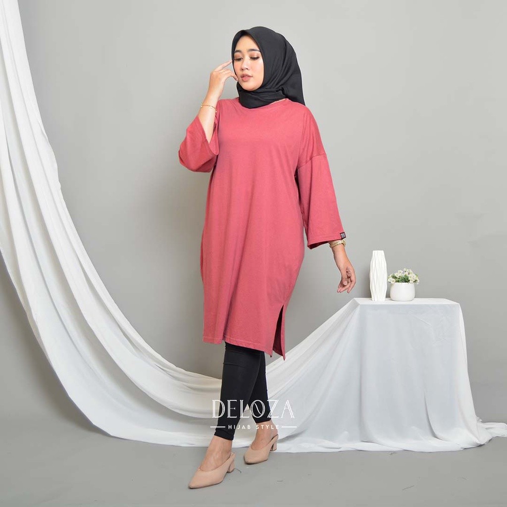 Long Tunik Oversized Kaos Polos / Midi Dress JUMBO