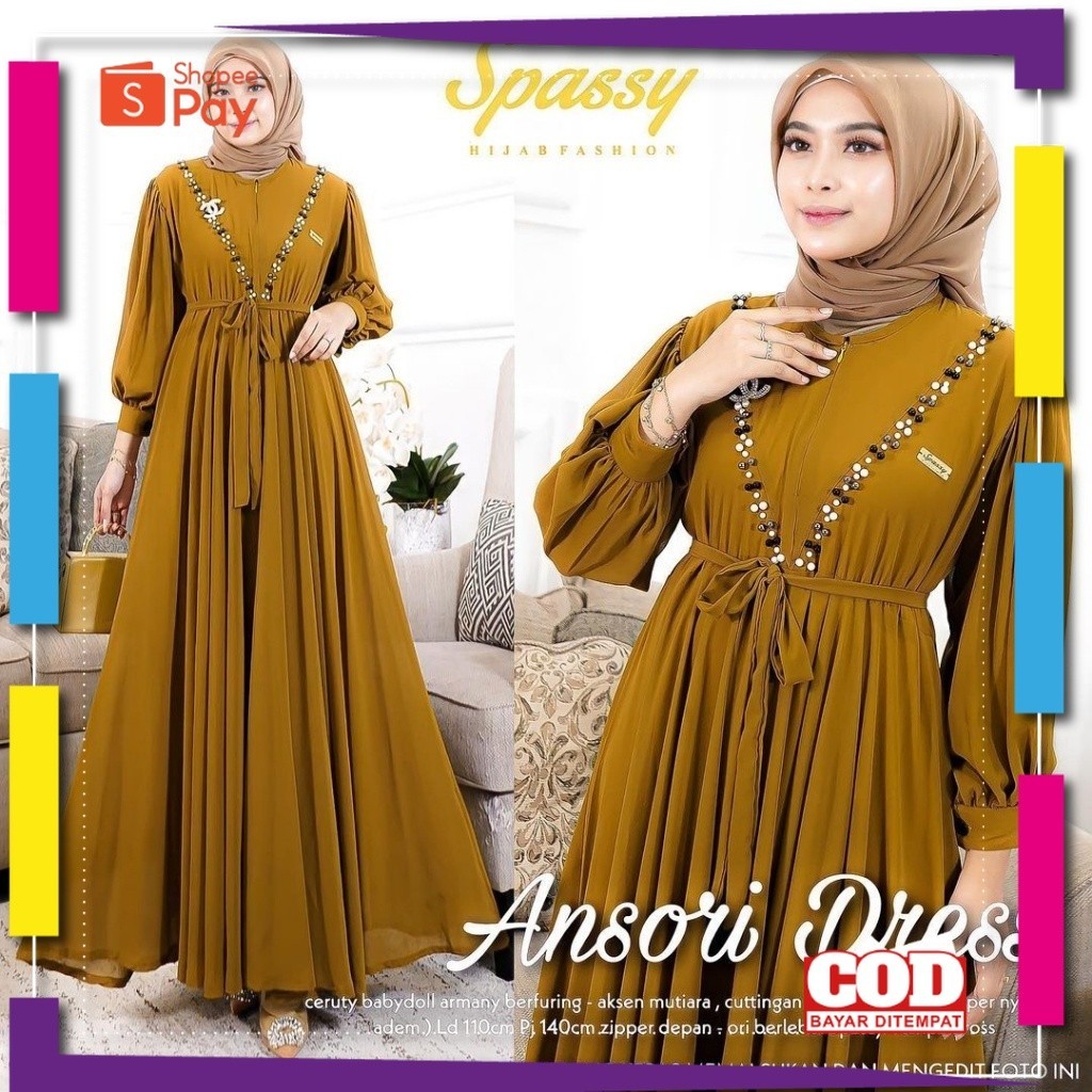 [PREMIUM ORIGINAL] Ansori Dress Kondangan Crinkle Airflow Premium Import