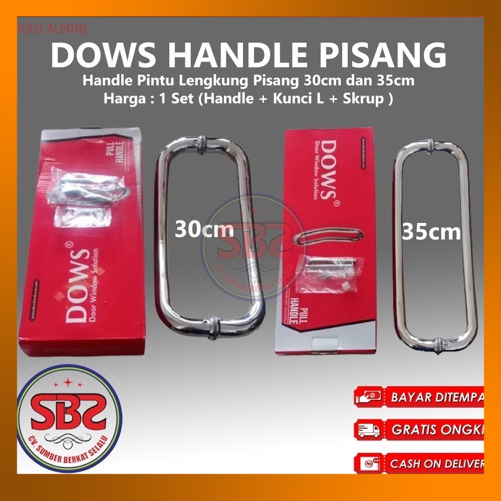DOWS Handle Lengkung Handle Pisang Tarikan Pintu Kupu Tarung - Handle Pintu Lengkung Pisang 30cm dan