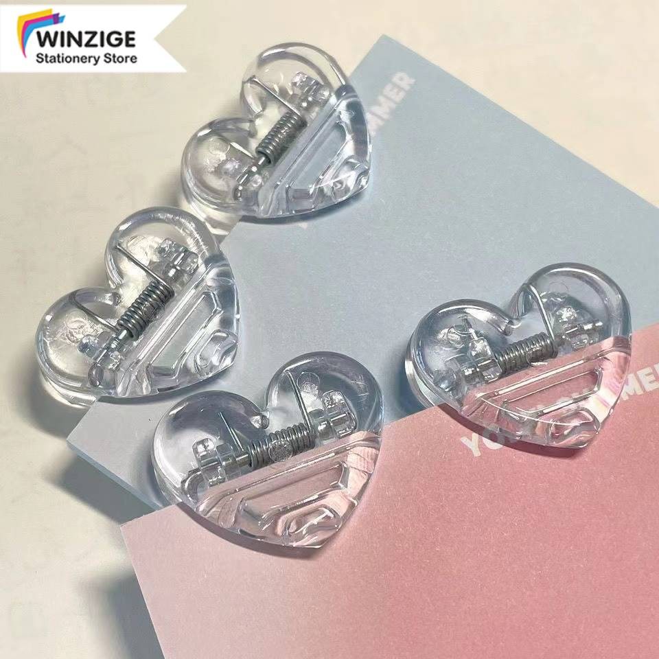 

Winzige Transparant Heart Paper Clip 10pcs Akrilik Binder Plastik Clips Cute Penjepit Kertas Lucu Alat Tulis Perlengkapan Kantor Sekolah