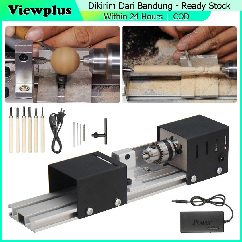 Mesin Bubut Mini Lathe Wood Metalworking / Mesin Bubut Kayu 80w Mini Lathe Bench Wood Kerajinan Puta