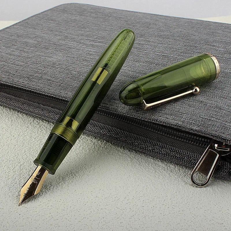 

Jinhao 9019 Transparent Color Resin Heartbeat Fountain Pen 0.5mm Ink Student School Stationery Business Office Supplies Gift