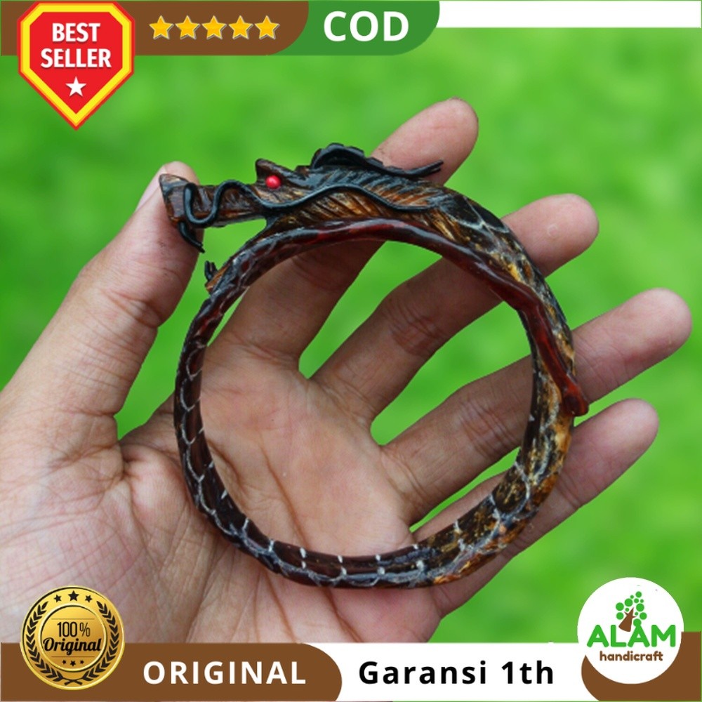 Gelang Akar Bahar merah ukiran kepala naga