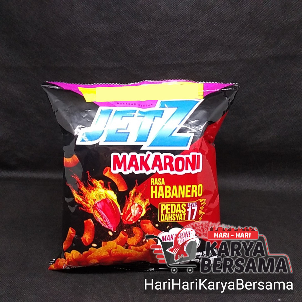 

MAKANAN RINGAN JETZ MAKARONI PEDAS DAHSYAT LEVEL17 RASA HABANERO 100GR