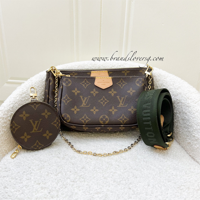 (Pre-loved) LV Multi Pochette Accessoires MPA in Monogram Canvas, Khaki Strap and GHW