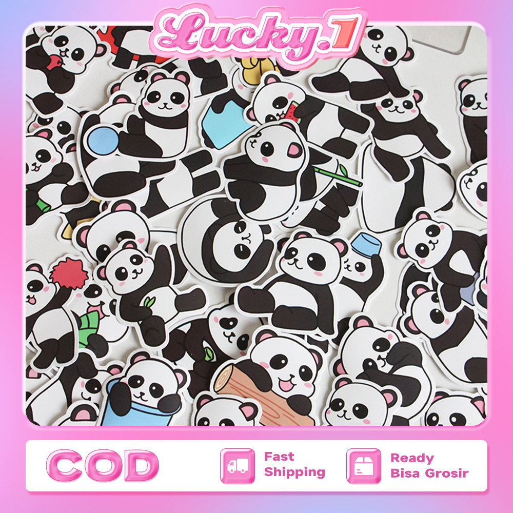 

50Pcs Stiker Panda Paper Dekorasi Laptop Koper Tumbler Kulkas DIY Journal Koper Casing HP Laptop Botol Minum